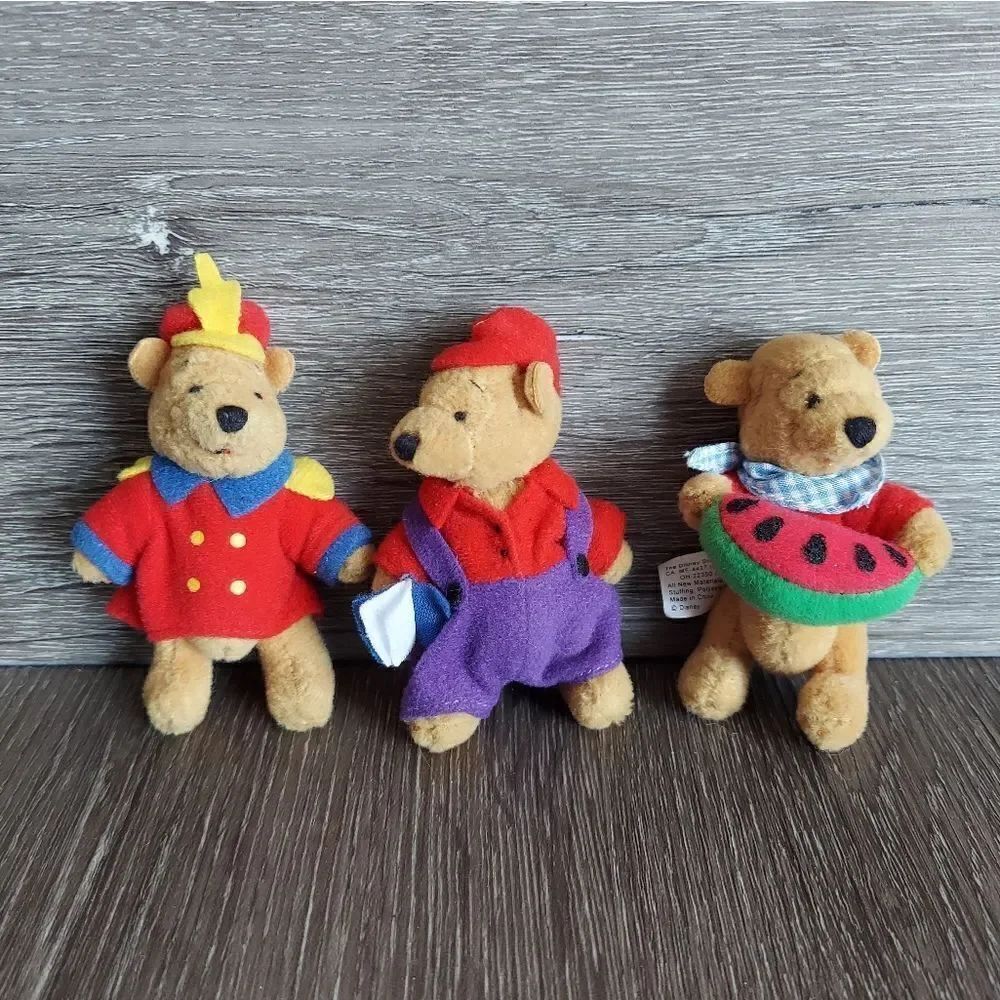 Vintage Disney Winnie The Pooh Retired Mini 4" Plush Bundle